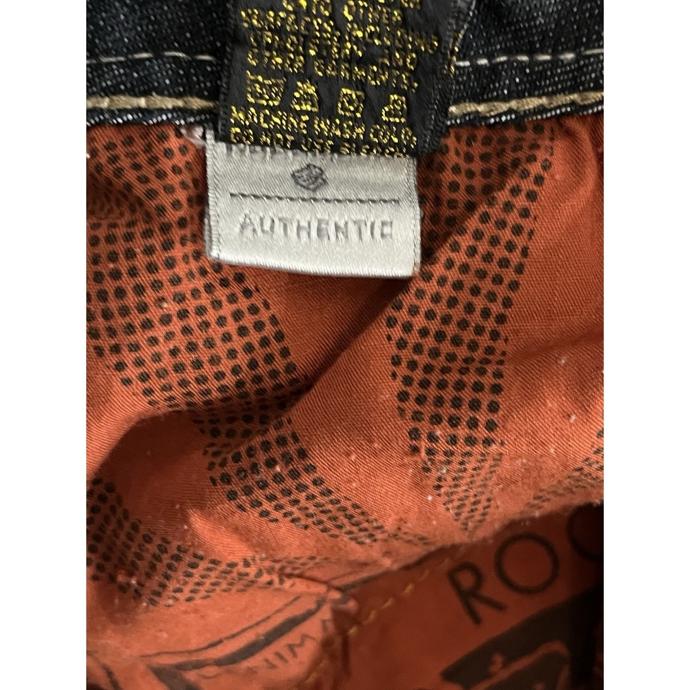 Vintage Rocawear Women's Jean Dark Wash Embellished Zipper Back Legs Capri Sz 16 - Picture 15 of 16